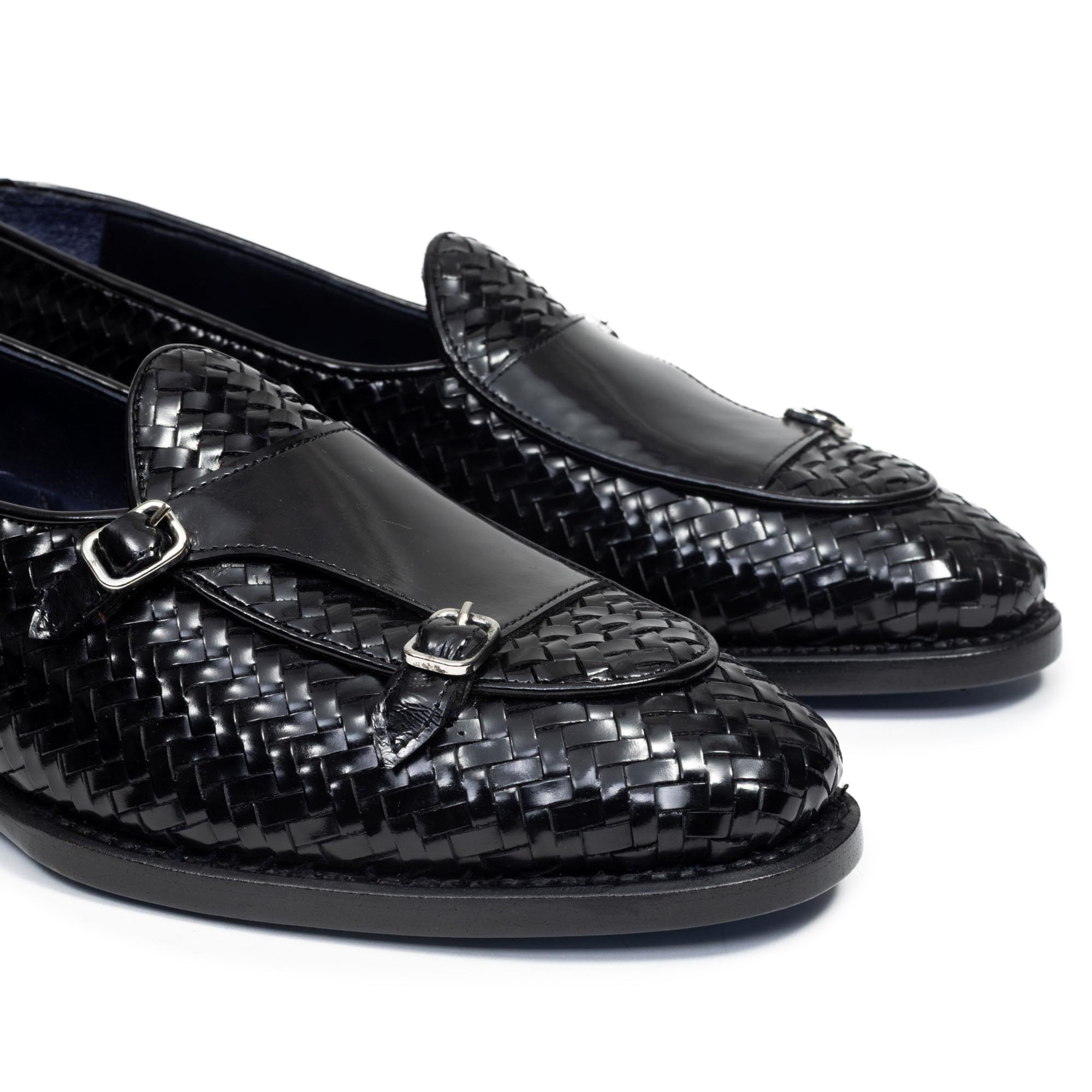 Monochrome Woven Double Buckle Loafer
