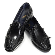 Monochrome Woven Double Buckle Loafer