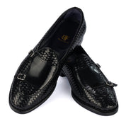Monochrome Woven Double Buckle Loafer