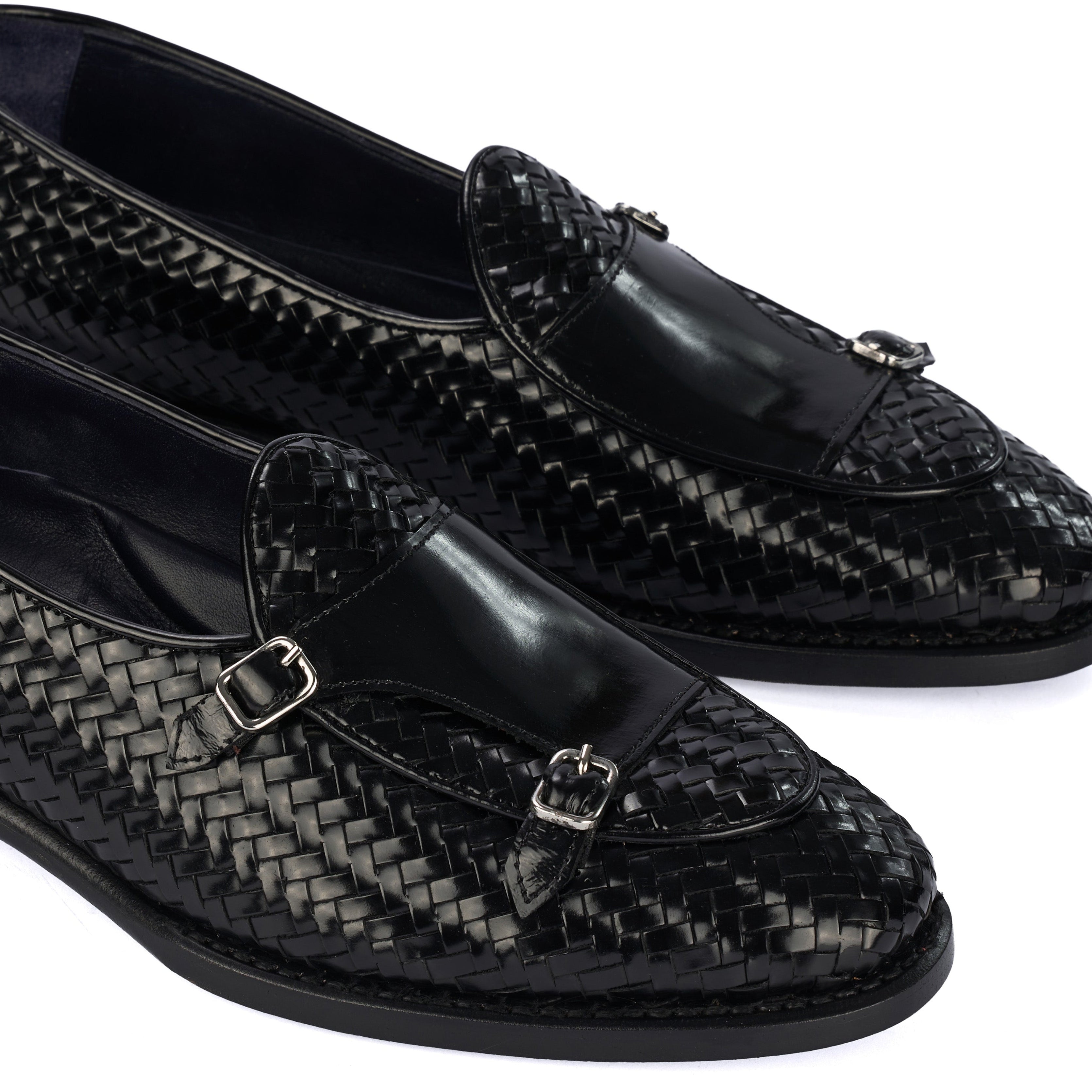 Monochrome Woven Double Buckle Loafer