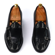 Monochrome Woven Double Buckle Loafer