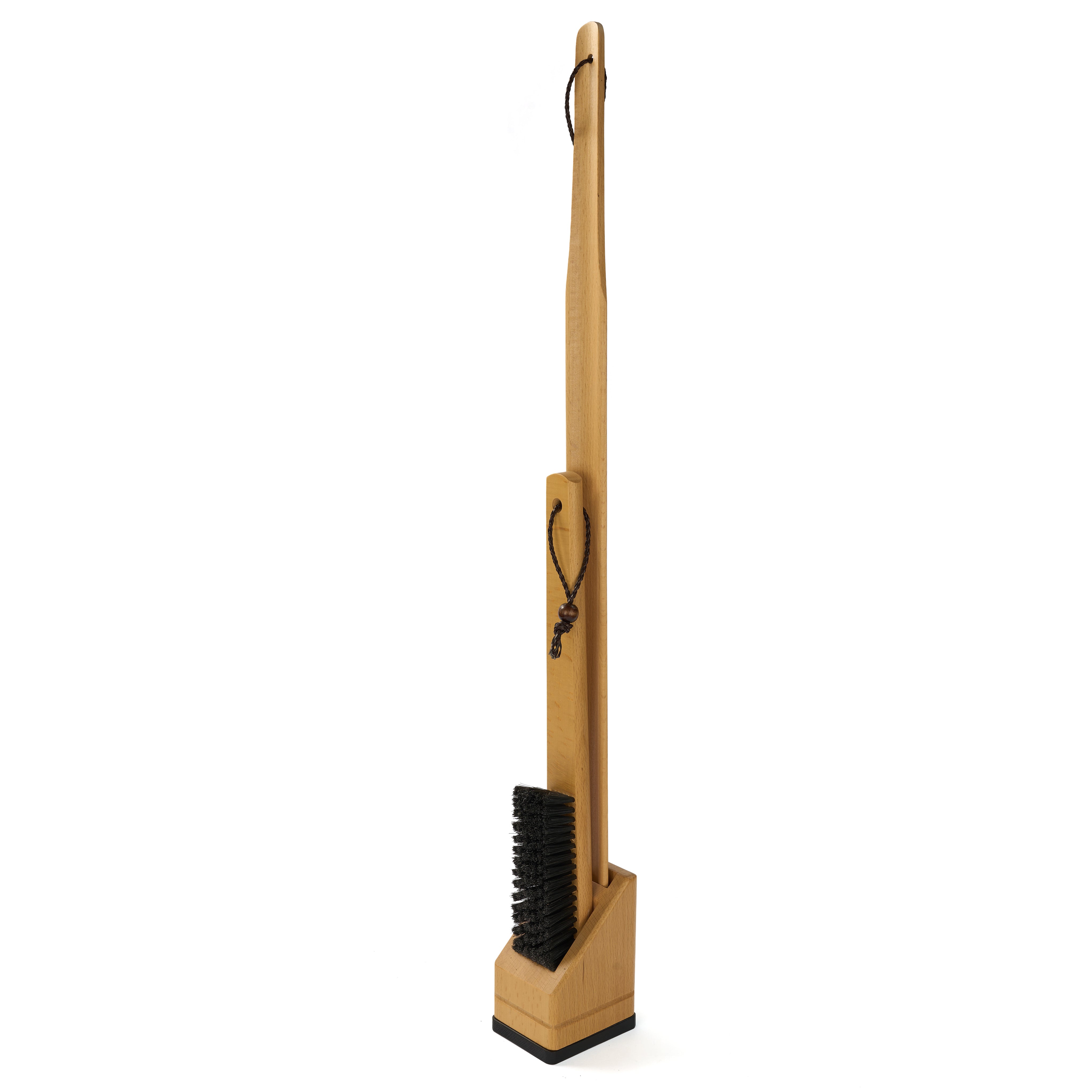 Premium Long-Handled Shoehorn and Brush Stand
