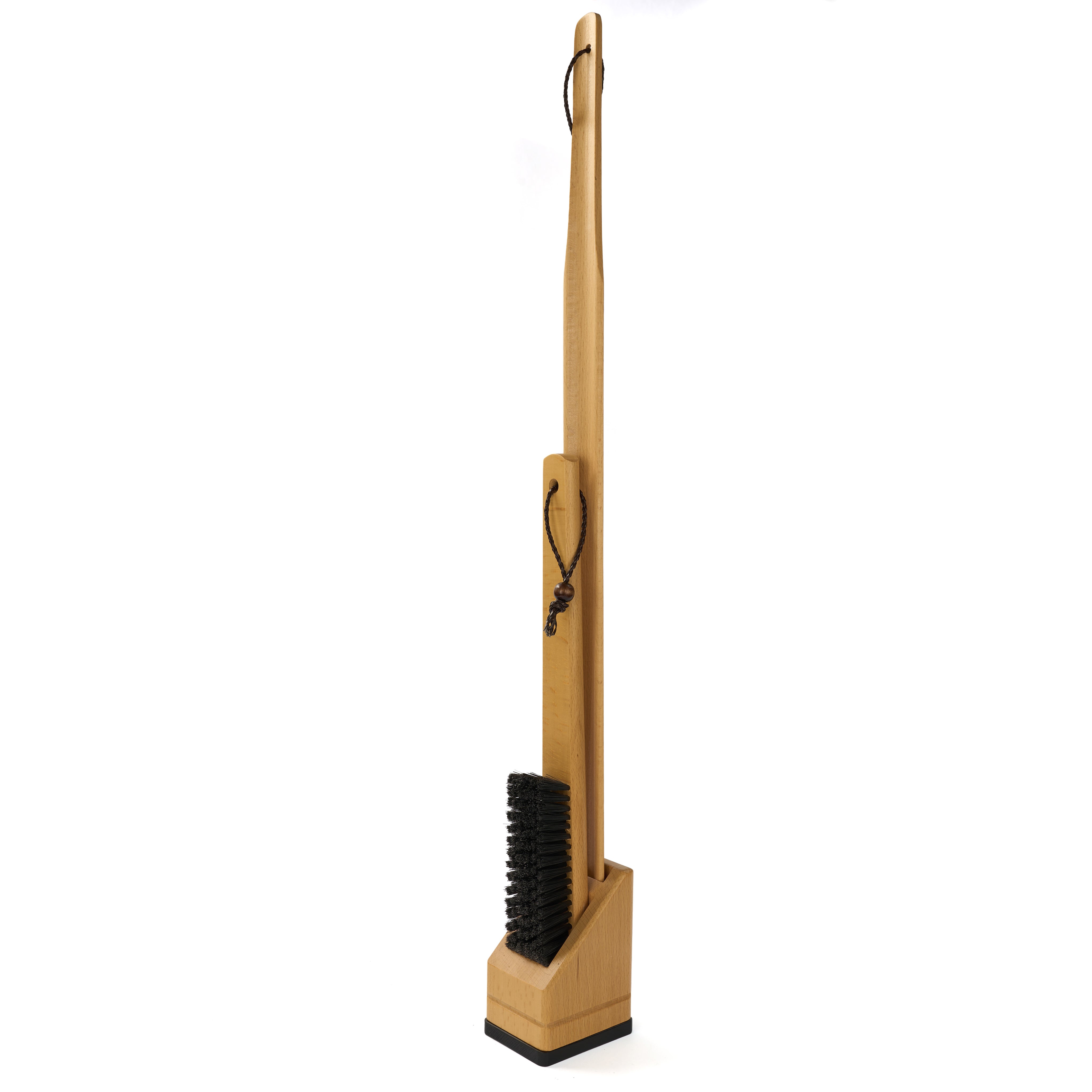 Premium Long-Handled Shoehorn and Brush Stand
